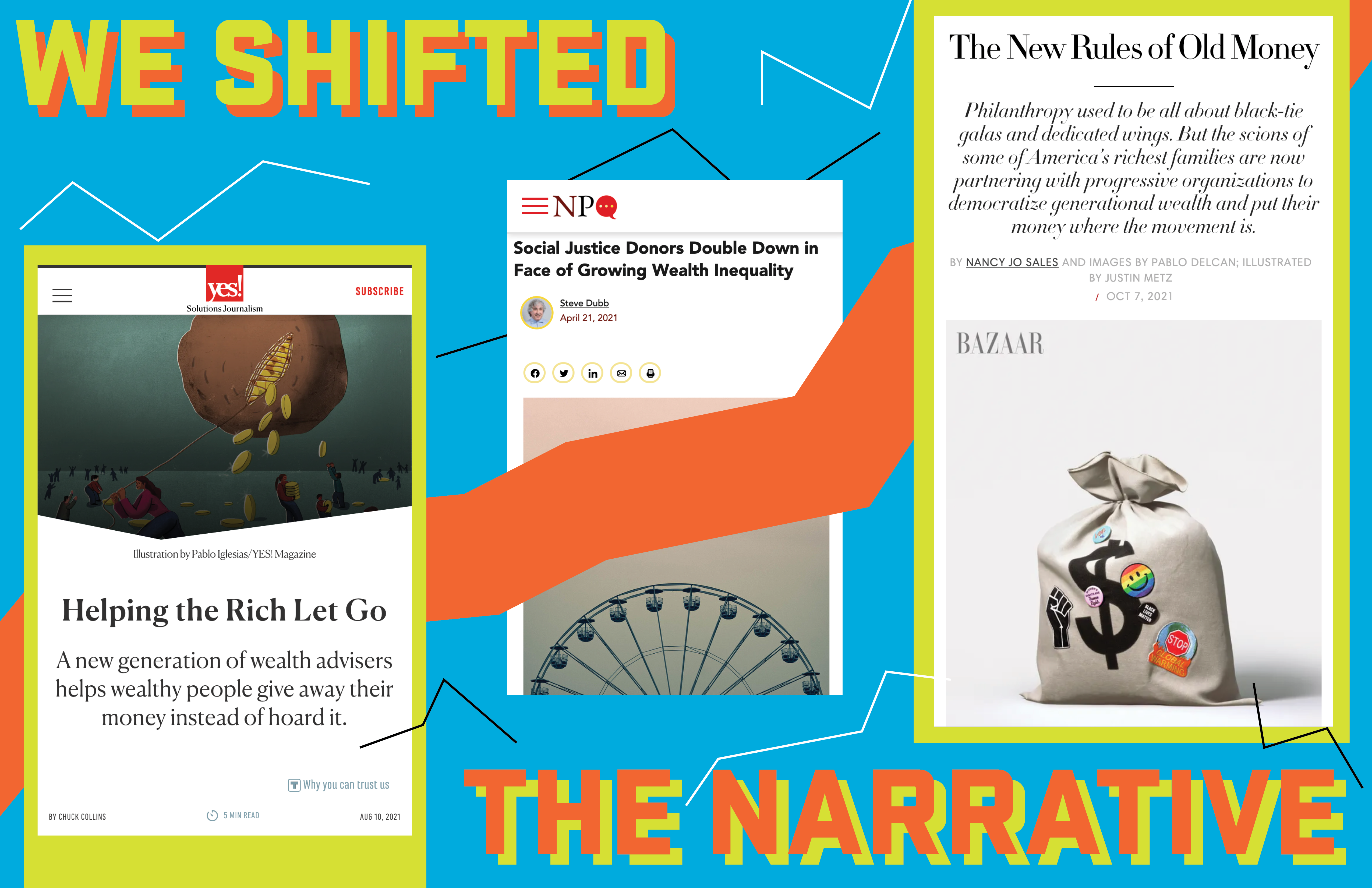 We Shifted The Narrative Graphic with three images of articles